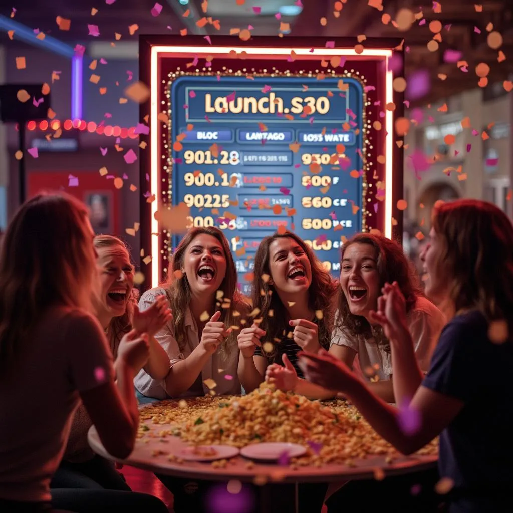 Équipe célébrant un succès Plinko